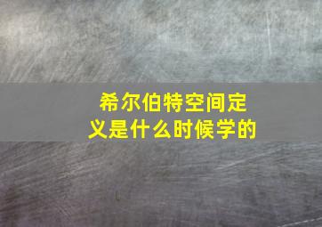 希尔伯特空间定义是什么时候学的