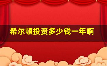 希尔顿投资多少钱一年啊