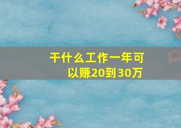 干什么工作一年可以赚20到30万