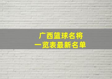 广西篮球名将一览表最新名单