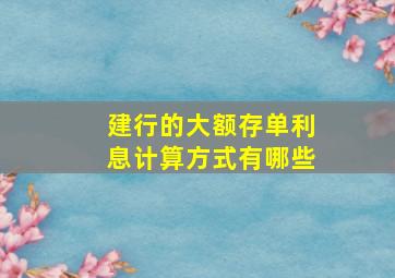 建行的大额存单利息计算方式有哪些