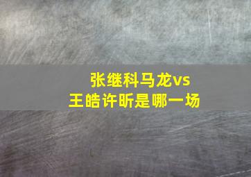 张继科马龙vs王皓许昕是哪一场