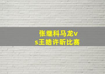 张继科马龙vs王皓许昕比赛