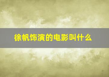 徐帆饰演的电影叫什么