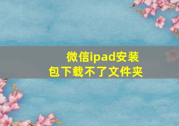 微信ipad安装包下载不了文件夹