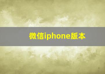 微信iphone版本