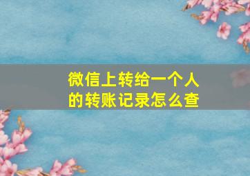 微信上转给一个人的转账记录怎么查