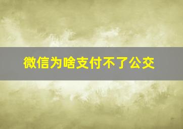 微信为啥支付不了公交