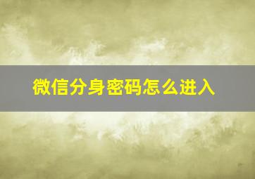 微信分身密码怎么进入