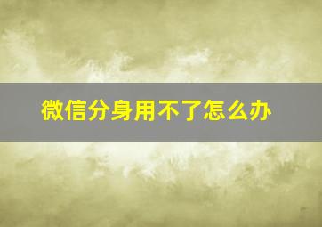 微信分身用不了怎么办