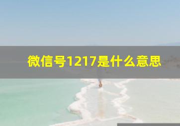 微信号1217是什么意思