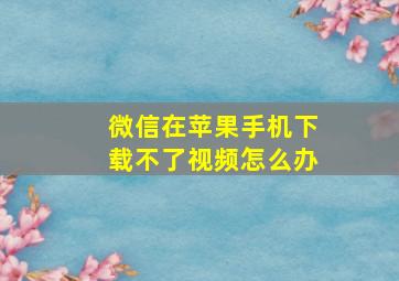 微信在苹果手机下载不了视频怎么办