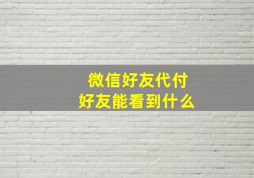 微信好友代付好友能看到什么