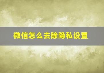 微信怎么去除隐私设置