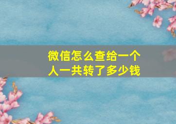 微信怎么查给一个人一共转了多少钱