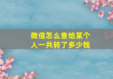 微信怎么查给某个人一共转了多少钱