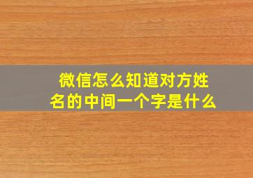 微信怎么知道对方姓名的中间一个字是什么