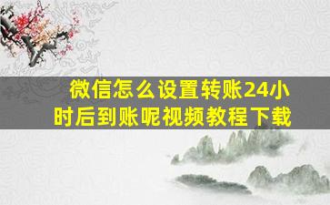 微信怎么设置转账24小时后到账呢视频教程下载