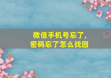 微信手机号忘了,密码忘了怎么找回