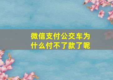 微信支付公交车为什么付不了款了呢