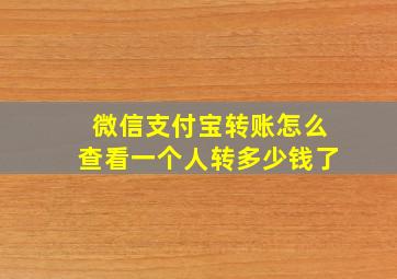 微信支付宝转账怎么查看一个人转多少钱了