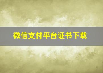 微信支付平台证书下载