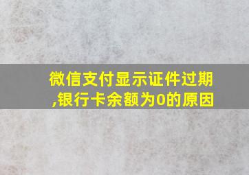 微信支付显示证件过期,银行卡余额为0的原因