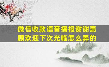 微信收款语音播报谢谢惠顾欢迎下次光临怎么弄的