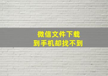 微信文件下载到手机却找不到