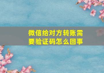 微信给对方转账需要验证码怎么回事