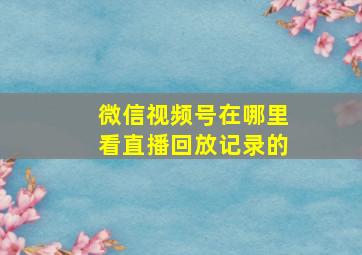 微信视频号在哪里看直播回放记录的