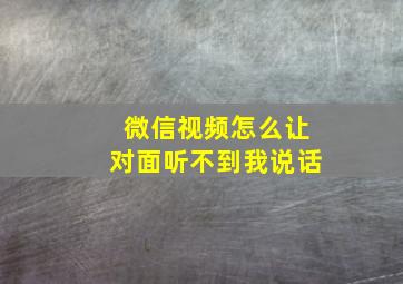 微信视频怎么让对面听不到我说话