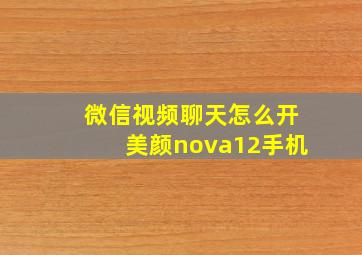 微信视频聊天怎么开美颜nova12手机