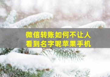 微信转账如何不让人看到名字呢苹果手机