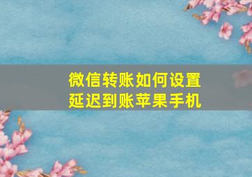 微信转账如何设置延迟到账苹果手机