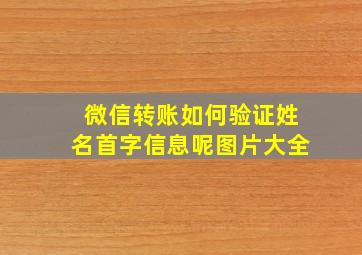 微信转账如何验证姓名首字信息呢图片大全