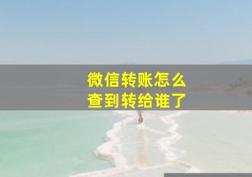 微信转账怎么查到转给谁了