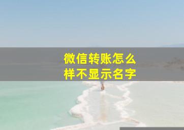 微信转账怎么样不显示名字