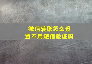 微信转账怎么设置不用短信验证码