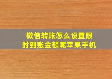 微信转账怎么设置限时到账金额呢苹果手机