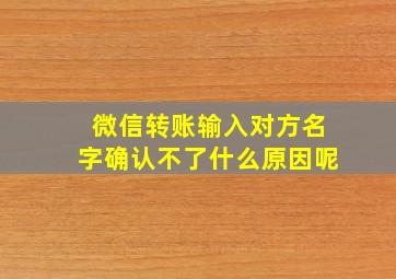 微信转账输入对方名字确认不了什么原因呢