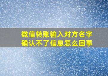 微信转账输入对方名字确认不了信息怎么回事