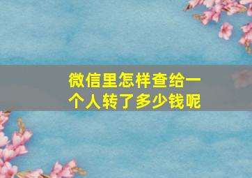 微信里怎样查给一个人转了多少钱呢