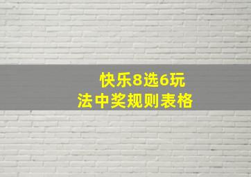 快乐8选6玩法中奖规则表格