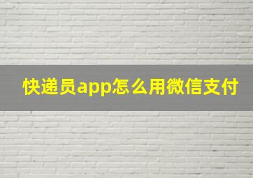 快递员app怎么用微信支付