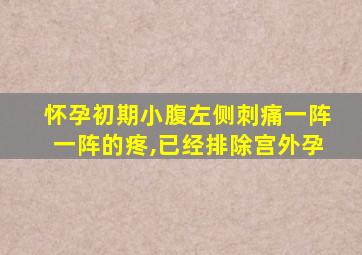 怀孕初期小腹左侧刺痛一阵一阵的疼,已经排除宫外孕