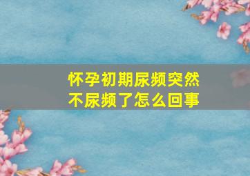 怀孕初期尿频突然不尿频了怎么回事