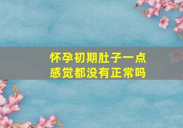 怀孕初期肚子一点感觉都没有正常吗