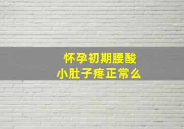 怀孕初期腰酸小肚子疼正常么