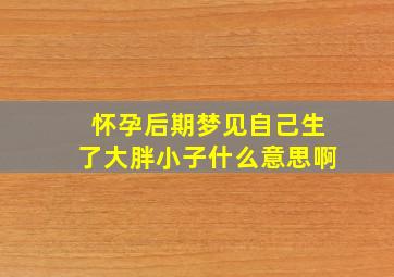 怀孕后期梦见自己生了大胖小子什么意思啊